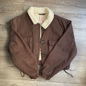 Brown Sherpa-Lined Jacket